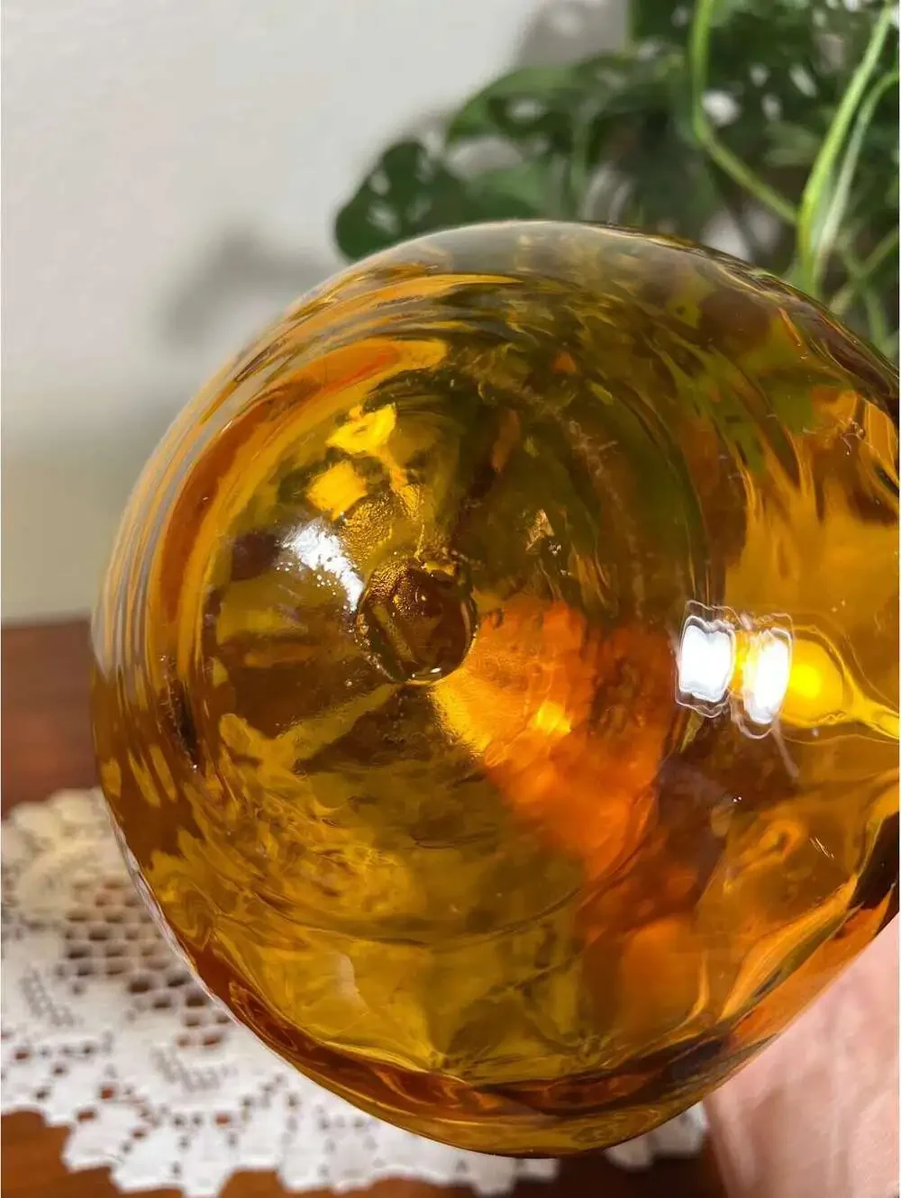 Vintage 1969 Blenko Lemon #6916 Handblown Amber Glass Decanter Rare MCM